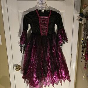 Spirit Halloween Witch Costume Black & Purple Girls Size 5T-6T Metallic Colorful